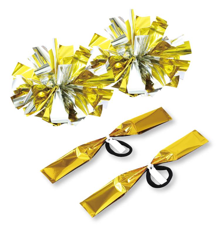 【2個一組】ハンドフリーチアポンポン名札付 ゴールドシルバー