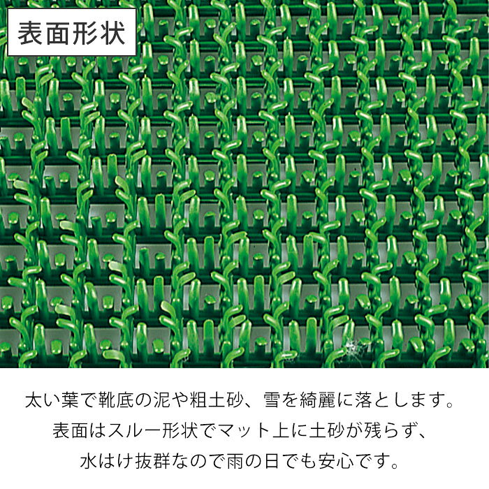 【40.8×60cm】洗える屋外用玄関マット|太い葉が土砂落とし・砂落とし・泥落としに最適でおしゃれなマット 水はけ抜群だから雨の日でも安心 緑 灰 グリーン グレー [3]