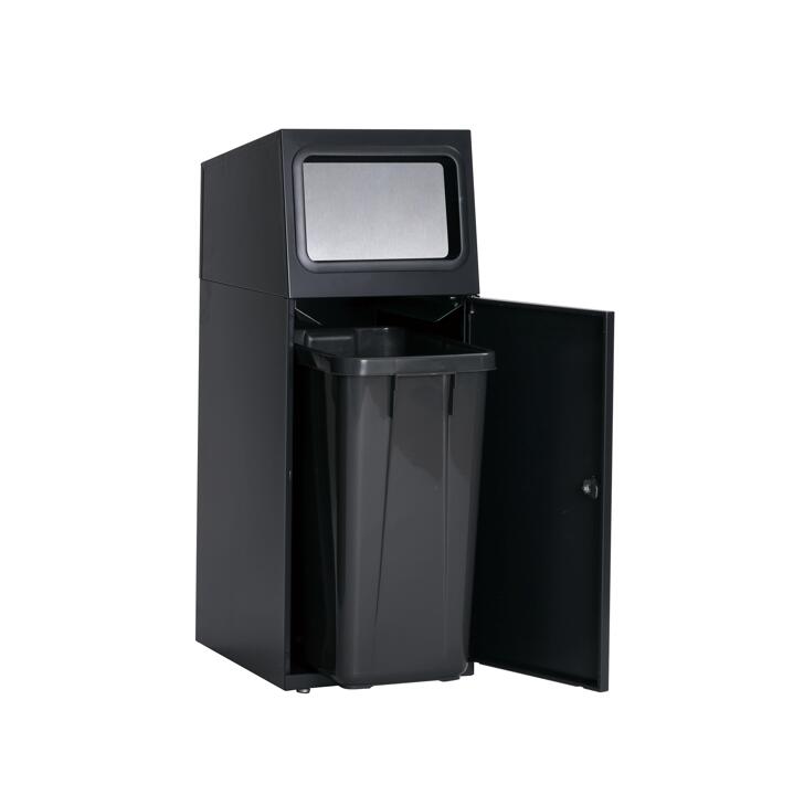 【業務用47.5L】中容器付き屋外用ゴミ箱|サビに強いステンレス製フラップ付ダストボックス おしゃれ 大容量 大型 屑入 くず入れ 外用 公園 公共施設 黒 アーバングレー 分別用 スリム コンパクト 業務用ゴミ箱 屋外 室外 施設用 角型 [3]