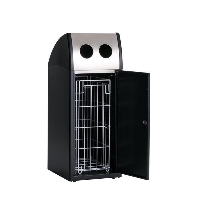 【業務用47L】中容器付き屋外用ゴミ箱|サビに強いステンレス製ダストボックス おしゃれ 大容量 大型 屑入 くず入れ 外用 公園 公共施設 黒 アーバングレー 可愛いフォルム 分別用 スリム コンパクト 業務用ゴミ箱 屋外 室外 施設用 角型 [2]