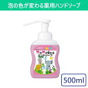 泡の色が変わるハンドソープ 500ml ハンドソープ ハンドウォッシュ 泡 泡ハンドソープ ポンプ 石鹸 せっけん 手洗い 薬用 弱酸性 殺菌 消毒 本体 衛生用品 予防 感染対策 コロナ対策 インフルエンザ 医薬部外品 幼稚園 保育園 学校 病院 会社 オフィス 公共 施設 業務用