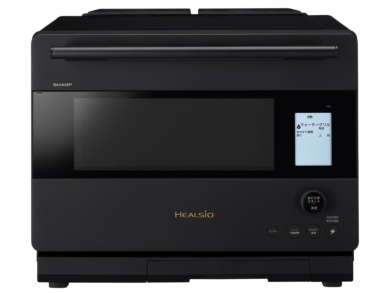 ■セールスポイントスチームオーブンレンジ　30L ウォーターオーブン　ヘルシオ■商品スペックタイプ スチームオーブンレンジ庫内容量 30 L庫内構造 庫内フラットドア開閉方向 縦開き最大レンジ出力 1000 W2品同時あたため ○ピッタリ設置 左右背面センサー 赤外線ムーブ・絶対湿度・温度センサー電源(周波数) 50/60Hz対応(ヘルツフリー)自動メニュー数 115レシピ数 125操作お手入れ機能 音声対話 / 自動お手入れ / 脱臭 / スマートフォン対応 / ソフトダンパーオーブングリル機能 グリル / トースト / 発酵(パン機能)オーブン最高温度 300 ℃オーブン最低温度 100 ℃スチーム機能 過熱水蒸気 サイズ 幅495x高さ390(蒸気ダクト部含む)x奥行445(ハンドル含む490)mm庫内寸法 幅400x高さ230x奥行320mm質量 21 kg付属品 ワイド角皿1枚/調理網1枚/取扱説明書カラー マットブラック
