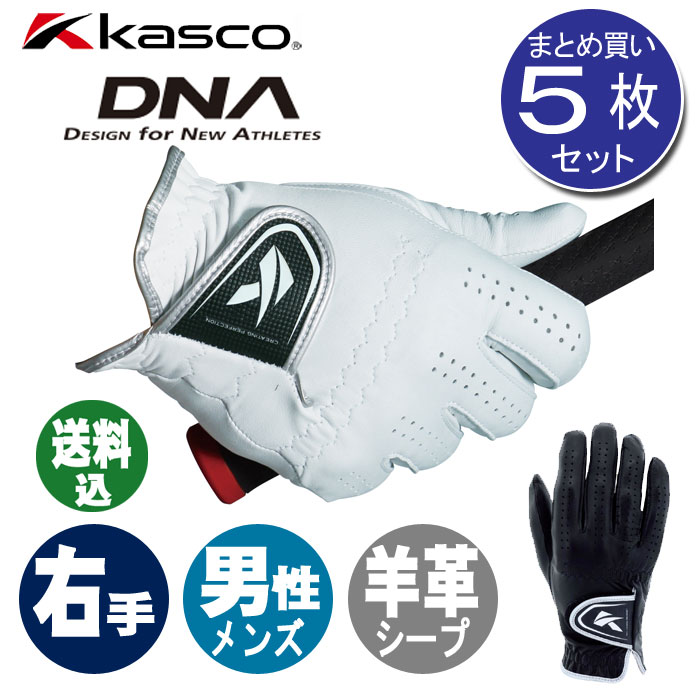 5枚セット　キャスコ　KASCO　DNA SHEEP　メンズゴルフグローブ　右手用　GF-2012R　羊革　男性用　GF2012R
