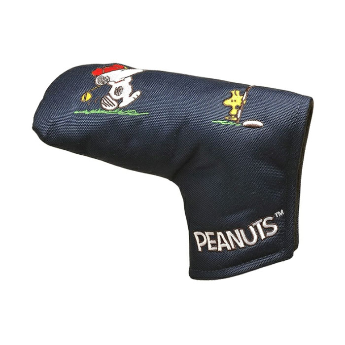 ウイニングゴルフのピーナッツネイビーブルー　L型　パターカバー　マグネット　(H-519) SNOOPY PEANUTS　ゴルフ　パター用ヘッドカバー　PC｜アングル2