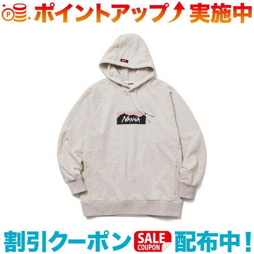 クーポン配布中☆(NANGA)ナンガ ECO HYBRID BOX LOGO SWEAT HOODIE (OATMEAL×PINK) L