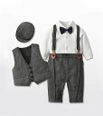 ベビー服 男の子 3点セット フォーマルスーツ 蝶ネクタイ付き 見せかけベスト ベビーフォーマル 赤ちゃん カバーオール フォーマル ロンパース 子供服 男の子 ォーマルスーツ 紳士スーツ ベビー フォーマル タキシード 普段着用 前あき セレモニー 長袖 結婚式服 入園服(4)