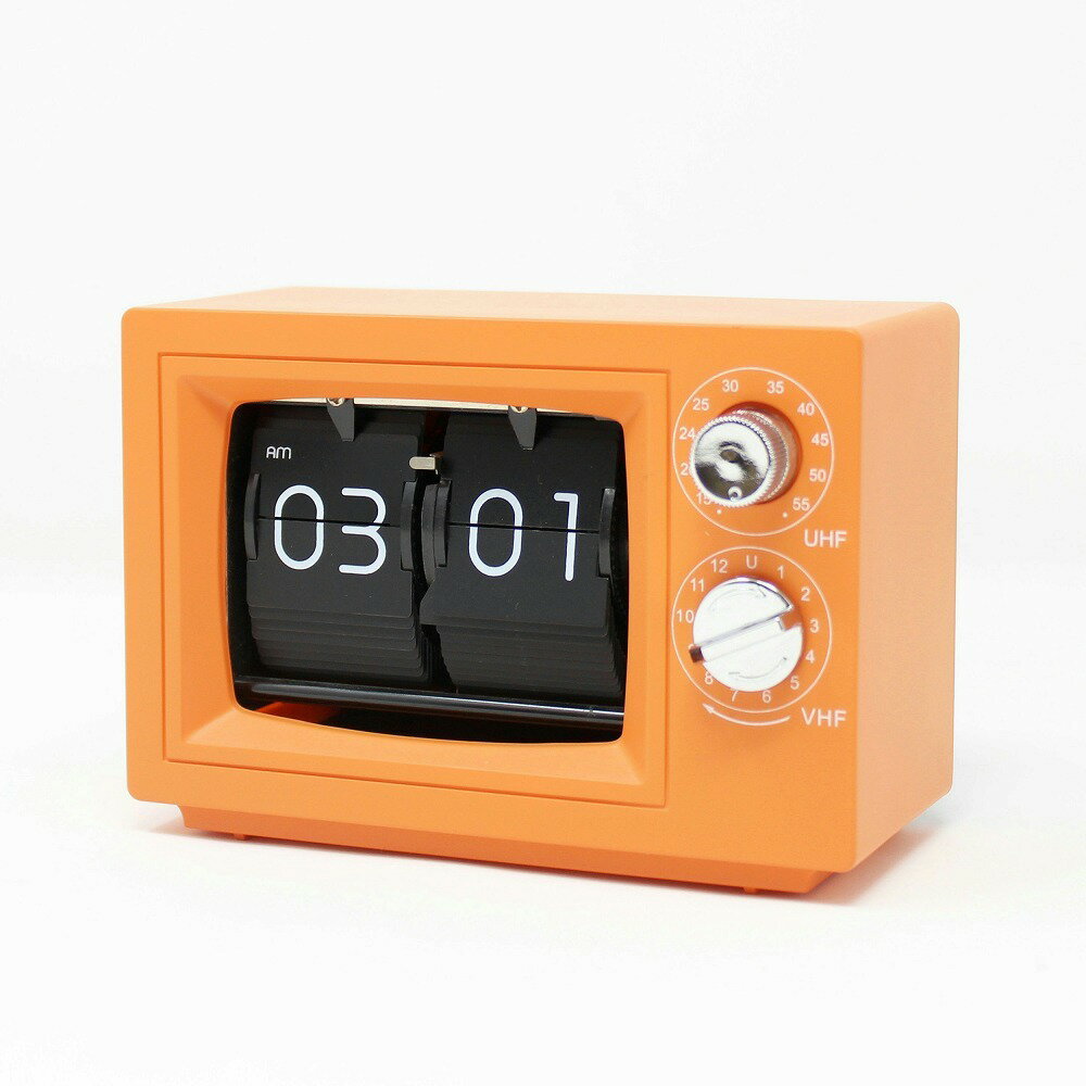 WINTECH パタパタ時計 FPC-7 OR オレンジ 乾電池対応 単3乾電池×2（別売）懐かしい アナログ時計 インテリア フリップクロック