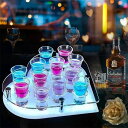 予備販売6～15日出荷LED酒棚の表示棚 テキーラ，LED酒ボトルの表示棚 カクテルグラスホルダー テキーラ観覧車 LED酒グラス収納ラック充電式 カクテルグラスの棚 カラフルな光と安定したベースのカップホルダバー/ホテル/KTV/ナイトクラブに最適12個のカクテルグラスを含む）