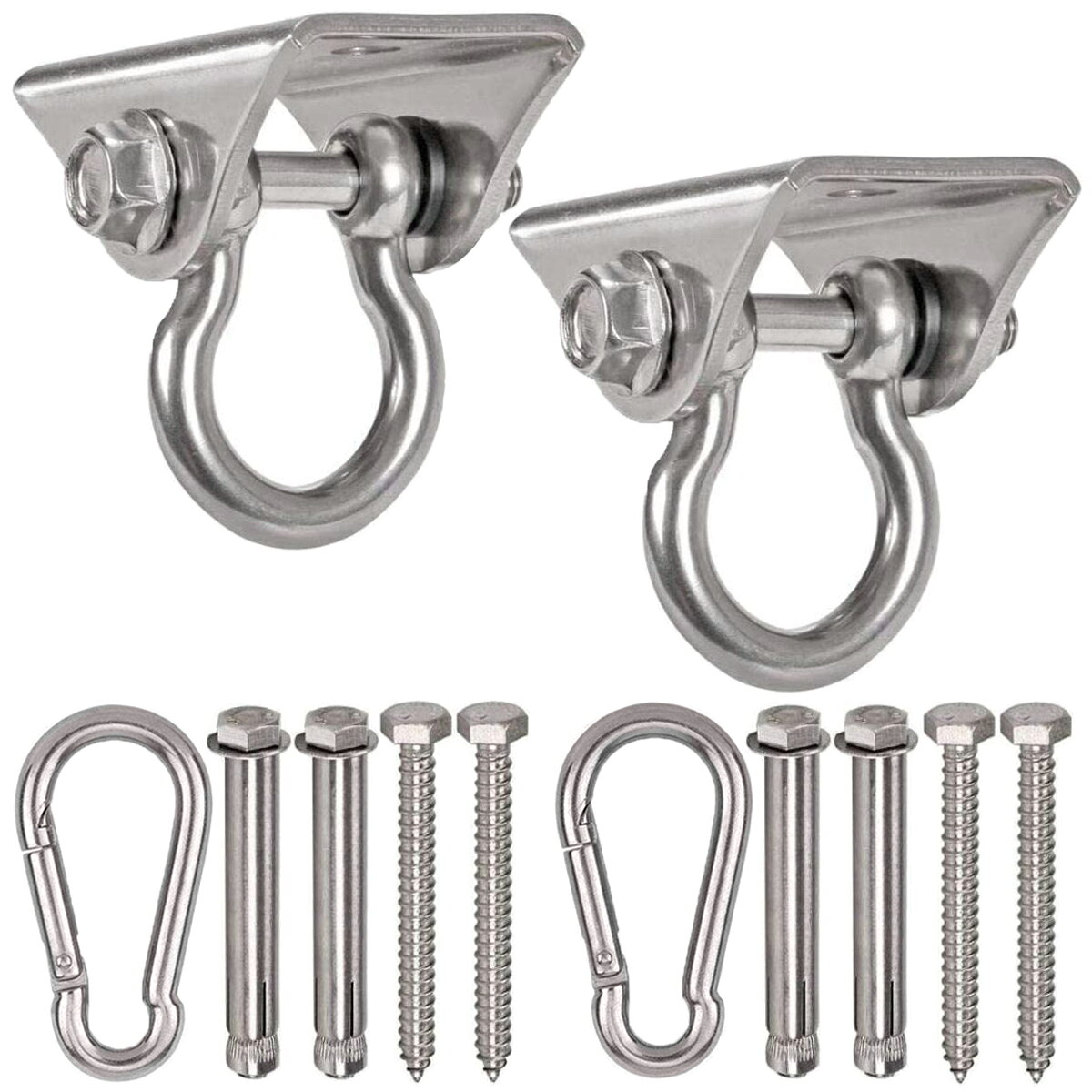 【エントリーでポイント10倍】【2個セット★カラビナ付】ステンレス スイングハンガー スイングフック 2個 天井 フック ブランコ 金具 吊り 天井 ハンモック サスペンションフック 金具 吊り金具 空中ヨガ ジム サンドバッグ エアリアルヨガ ハンキングチェア ボクシング通販格安セール情報 楽天 通販