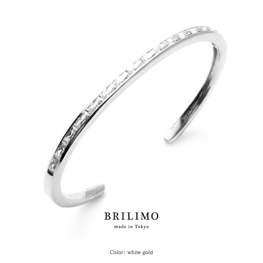 BRILIMO プラチナバゲットダイヤモンドバングル ブリリモ バングル メンズ レディース ダイヤモンド ブレスレット Bangle Bracelet アクセサリー ジュエリー 誕生日 プレゼント ギフト 送料無料