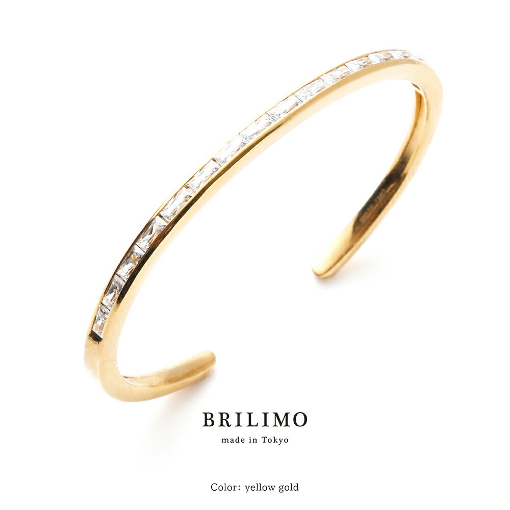 BRILIMO K18バゲットダイヤモンドバングル ブリリモ バングル メンズ レディース ダイヤモンド ブレスレット k18 18k 18金Bangle Bracelet アクセサリー ジュエリー 誕生日 プレゼント ギフト 送料無料