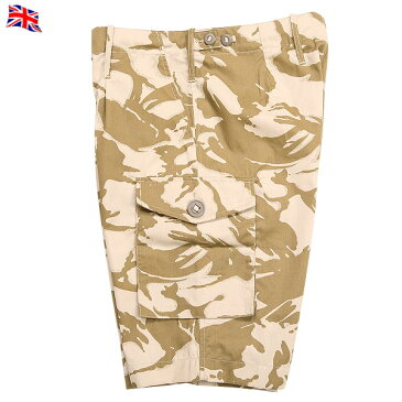 【20%OFFクーポン対象】実物 新品 イギリス軍 コンバットショーツ(ショートパンツ) デザートDPMカモ 上品でシャープな迷彩パターン ウエスト部分のヒモが 内蔵されておりサイズ調節が可能【WIP03】