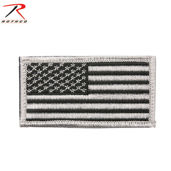 クーポンで最大15%OFF★ネコポス対応 ROTHCO ロスコ U.S.FLAG PATCH SILVER/BLACK　（ワッペン）【17781】キャップ、バッグ、ジャケットなど ベルクロパネルの付いた製品に取り付け可能《WIP03》【So】【T】