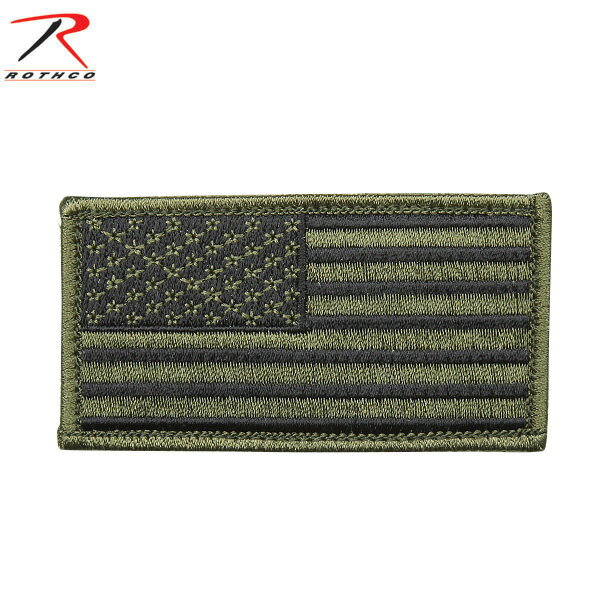 クーポンで最大15%OFF★ネコポス対応 ROTHCO ロスコ U.S.FLAG PATCH OD/BLACK　（ワッペン）【17783】キャップ、バッグ、ジャケットなど ベルクロパネルの付いた製品に取り付け可能《WIP03》【So】【T】