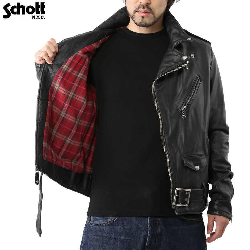 【楽天市場】【予約販売】Schott ショット 626VN レザーライダースジャケット BLACK【7411】 経年変化した様な ヴィンテージ