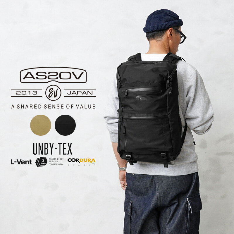 アッソブ リュック メンズ 【あす楽】ポイント2倍！AS2OV アッソブ 141612 WATER PROOF CORDURA 305D ROUND ZIP BACKPACK バックパック / リュック【クーポン対象外】【T】｜リュックサック デイパック カバン 防水 撥水 台風 梅雨 ブランド