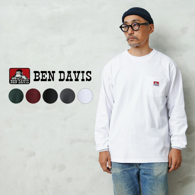 【最短即日発送】BEN DAVIS ベンデイビス C-25780023 L/S POCKET TEE ロングスリーブ ポケット Tシャツ【クーポン対象外】【T】｜ロンT 長袖Tシャツ メンズファッション ストリート カジュアル 厚手 コットン 耐久性 シンプル ブランド