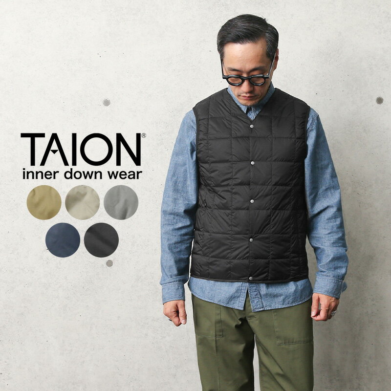 クーポンで最大18%OFF★【あす楽】TAION タイオン TAION-001 Vネック インナーダウンベスト MENS【Sx】【T】｜ 保温 防寒 アウター ノースリーブ メンズ ブラック 黒 薄手 おしゃれ シンプル デザイン