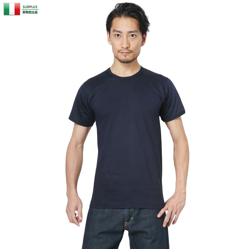 実物 新品 イタリア軍 A.M.I クルーネック Tシャツ NAVY 《WIP03》【クーポン対象外】【T】