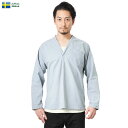 実物 新品 デッドストック スウェーデン軍 パジャマシャツ LIGHT BLUE ミリタリーシャツ【クーポン対象外】【I】|メンズ プルオーバーシャツ ヴィンテ...