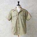 実物 USED 米軍 M-46 ショートスリーブ コットン カーキシャツ【クーポン対象外】【I】|オフィサーシャツ ミリタリーシャツ メンズ トップス 軍放出品 軍モノ 古着 おしゃれ 大きいサイズ ヴィンテージ 半袖 サンド ベージュ