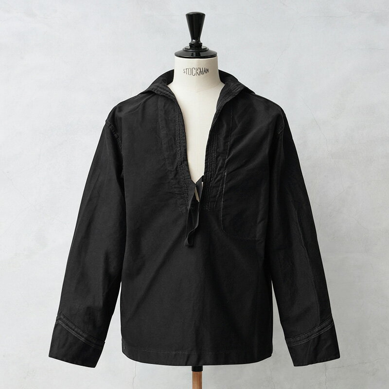 実物 USED イタリア海軍 NAVY ホワイト セーラーシャツ BLACK染め【クーポン対象外】【I】|メンズ トップス 大きいサイズ スモッグシャツ プルオ...