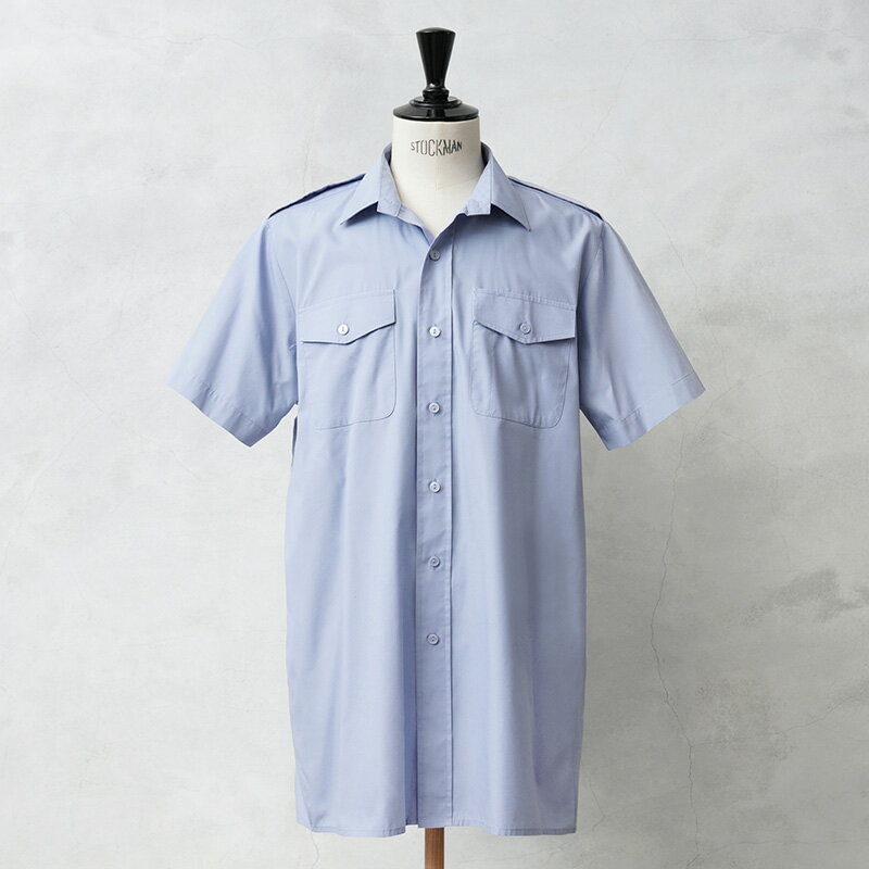 実物 USED イギリス軍 ROYAL AIR FORCE(RAF)ショートスリーブ ワーキング ドレスシャツ ペールブルー【クーポン対象外】【I】|メンズ ト...