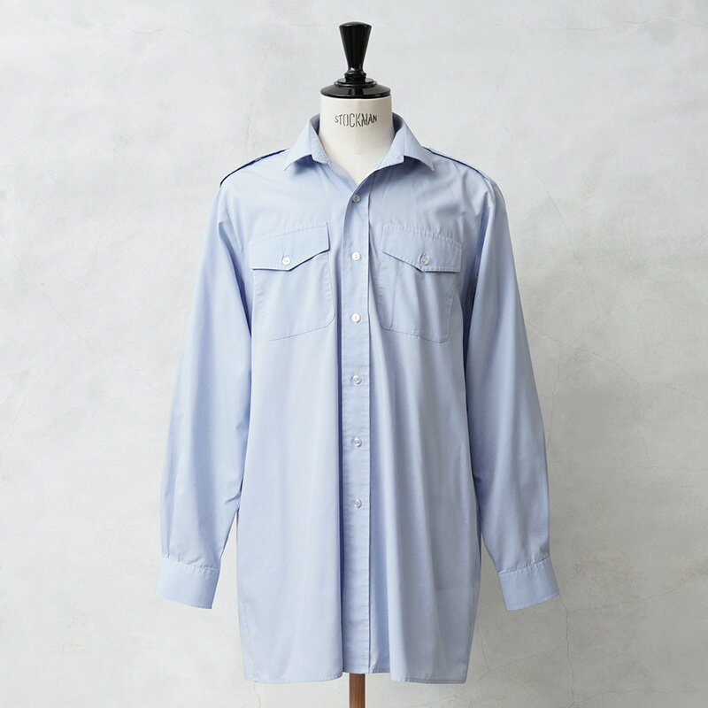 実物 USED イギリス軍 ROYAL AIR FORCE(RAF)ロングスリーブ ワーキング ドレスシャツ ペールブルー【クーポン対象外】【I】|メンズ トッ...