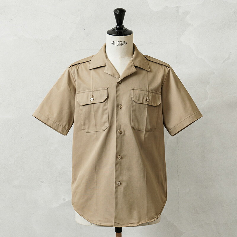 実物 USED 米軍 70〜80’s ショートスリーブ チノシャツ TAN445【クーポン対象外】【I】|ミリタリーシャツ メンズ 半袖 コットンポリ チノクロ...