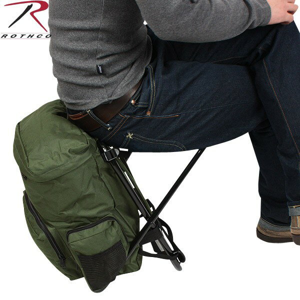 クーポンで最大15%OFF★ROTHCO ロスコ Backpack ＆ Stool Combination オリーブ 背中のパイプを開けば椅子になる機能的リュックサック 収納力もしっかりとあります【ミリタリーバッグ】《WIP03》【T】