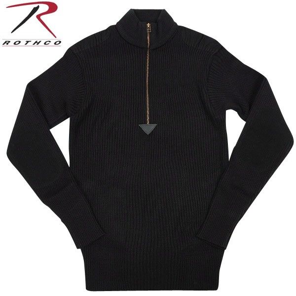 クーポンで15%OFF★ROTHCO ロスコ 1/4 ZIP アクリル コマンドセーター ブラック 縮性があり体のラインが綺麗に出るシルエット ミリタリーセーターの定番的デザイン【ミリタリーセーター】《WIP03》【T】