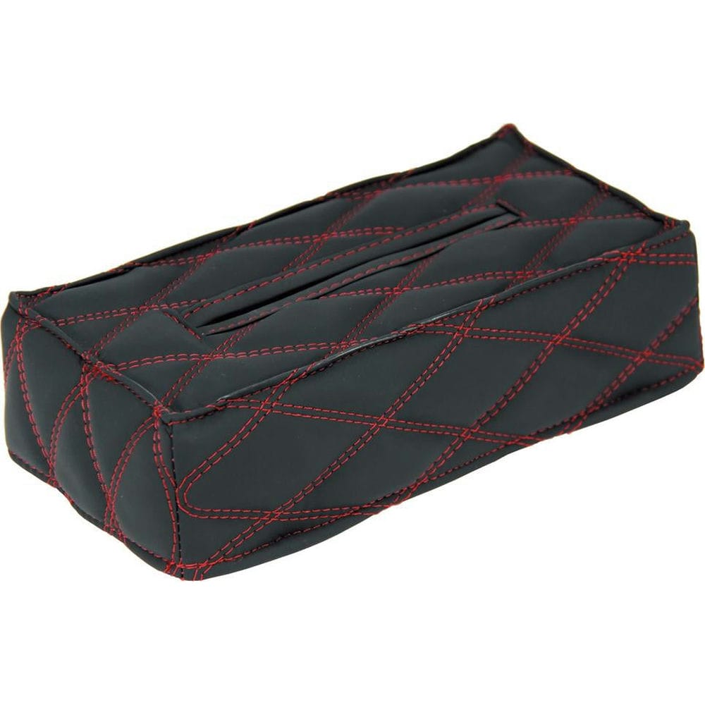 ジェットイノウエ モコモコティッシュカバーVer.2 ダブルステッチ ヌバック調ブラック/赤糸 594960