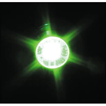 ハイパワー(1.2W)LED搭載でシャープな閃光小型取付ステー付です。シルバーボディを採用。●LED色 グリーン ●材質 (本体)アルミニウム、(ステー)スチール ●寸法(mm) Φ25×18、(ボルト)Φ6×25 ●レンズ色 クリアー ●...
