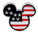 Disneyワッペン/ミッキー・星条旗フェイス/タテ60mmxヨコ70mm 送料無料