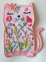 猫ちゃんワッペン/ピンクのフラワー・キャット/タテ100mmxヨコ77mm 送料無料