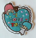 Little Twin Starsワッペン4/I LOVE YOU!/タテ66mmxヨコ66mm 送料無料