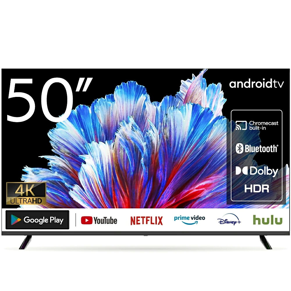 【話題のチューナーレステレビ ポイント10倍！11/8（火）10：00 ~ 25/8（火）09：59迄】WIS Google TV ネット動画視聴専用 50インチ 4K スマートテレビ OkGoogle VOD機能 Wi-Fi内蔵 VAパネル Bluetooth対応 Player YouTube NETFLIX Prime Video Disney+ hulu TVer dTV