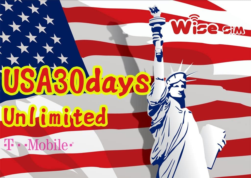 【WISE SIM】 Tmobile アメリカ ハワイ カナダ メキシコ プリペイドSIM 利用日数30日 4GLTE 高速データ通信＆通話 無制限 データSIM SIMCard travelSIM