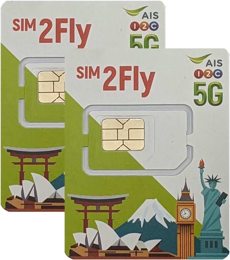 【WISE SIM お得な2枚セット】AIS SIM2Flyアジア32ヶ国プリペイドSIMカード / データ通信6GB / 8日間(192時間) /イン…