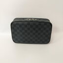 【中古】ルイヴィトン LOUIS VUITTON セカンドバッグ ポーチ トゥルース・トワレットGM ダミエ グラフィット ブラック ブルーグレー N47521