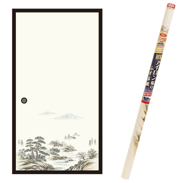 襖紙 EXアイロン貼りふすま紙 1枚入 山水 ×4本 幅95cm×長さ180cm No.001 アサヒペン ふすま紙 アイロン..