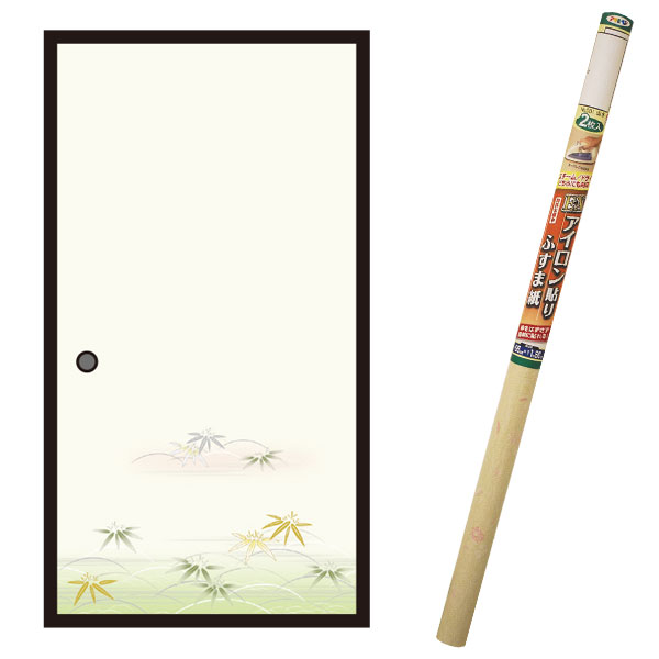 襖紙 EXアイロン貼りふすま紙 2枚入 笹舟 ×4本 幅95cm×長さ180cm No.203 アサヒペン ふすま紙 アイロン..