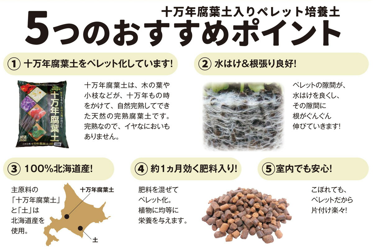北海道産 培養土 十万年腐葉土入りペレット培養土 3L FOREX 観葉植物 土 腐葉土 園...