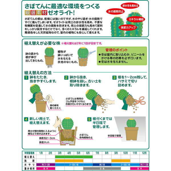 サボテン多肉植物の土 12L 花ごころ 根が傷まない ゼオライト配合 培養土