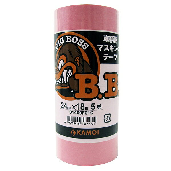 マスキングテープ 車輌塗装用マスキングテープ BIG BOSS 5巻パック 24mm×18m カモ井加工紙 養生テープ ..