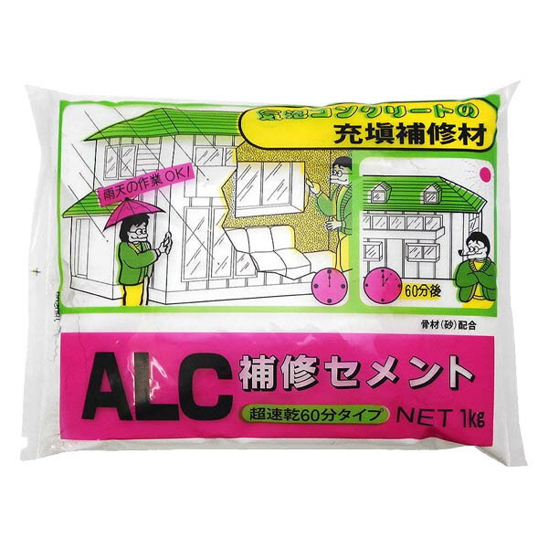 まとめ買い 6袋入 ALC 補修セメント ホワイト 1kg 家庭化学 超速乾60分タイプ