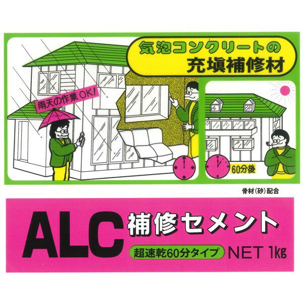 セメント ALC補修セメント ホワイト 1kg 超速乾60分タイプ 家庭化学 セメント 補修 モルタル レンガ ブロック コンクリート 庭 左官 2
