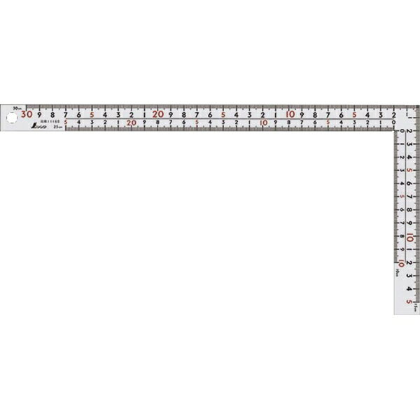 さしがね 曲尺厚手広巾 ホワイト 30cm 表裏同目 8段目盛 11160 シンワ測定 曲尺 差し金 差金 シンワ 定規 工具 測定 計測 大工用 M6