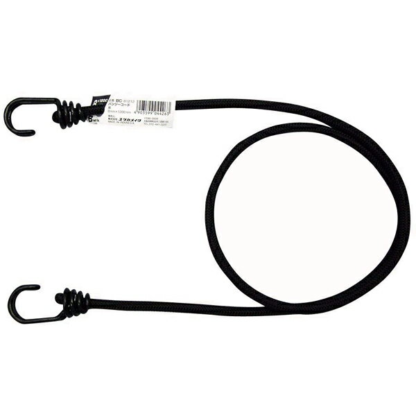 バンジーコード ブラック フック金具付き 8mm×1200mm BC-81212 ユタカメイク ロープ 梱包紐 固定ベルト..