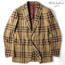 Stile Latino / スティレ ラティーノシルクウールチェック柄3Bジャケット(VINCENZO)(キャメル×ブラウン×オレンジ)/ 秋冬 ジャケット ブレザー 手縫い ビジネス メンズ イタリア